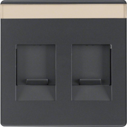 Накладка для супортів HAGER-BERKER під два модуля RJ12/RJ45 антрацит Q.x