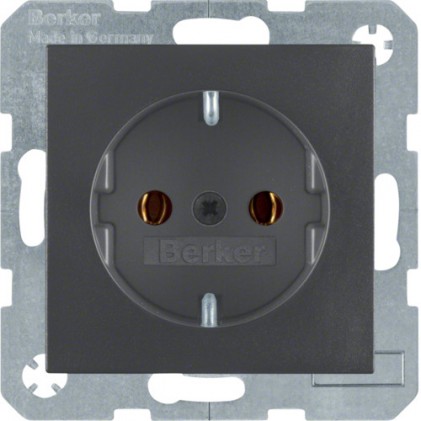 Розетка с заземляющим контактом HAGER-BERKER 16А/250В антрацит S.1