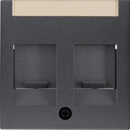 Накладка для суппортов HAGER-BERKER под два модуля RJ12/RJ45 антрацит S.1