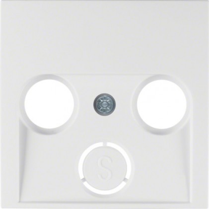 Накладка для ТВ розетки HAGER-BERKER 2/3 отвори полярна білизна матова S.1