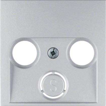 Накладка для ТВ розетки HAGER-BERKER 2/3 отверстия алюминий S.1