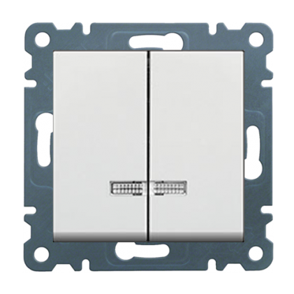 Выключатель HAGER LUMINA 2-клавишный с подсветкой 10А/250В белый