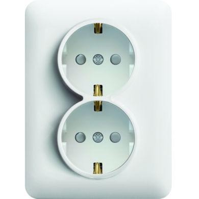 Розетка HAGER LUMINA двойная с заземлением и с защитными шторками 16А/250В IP20 белая