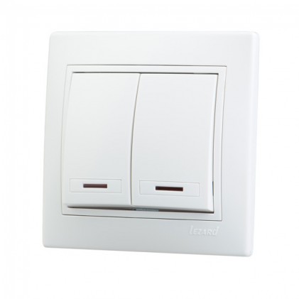 Выключатель LEZARD Mira 701-0202-112 2кл. с подсветкой белый