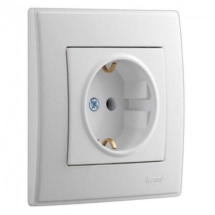 Розетка LEZARD Lesya 705-0202-122B c заземляющим контактом белая
