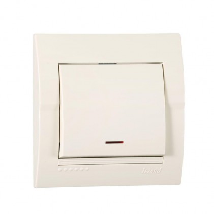 Вимикач LEZARD Deriy 702-0303-111 1кл. з підсвічуванням крем