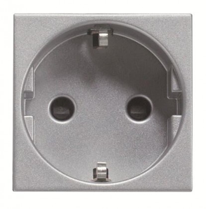 Розетка ABB Zenit з заземлюючим контактом та захисними шторками 2 мод. срібна N2288PL