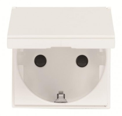 Розетка ABB Zenit з заземлюючим контактом захисними шторками з кришкою 2 мод. біла N2288.1BL