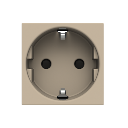 Розетка ABB Zenit  с заземляющим контактом защитными шторками с крышкой 2 мод. шампань N2288.1CV