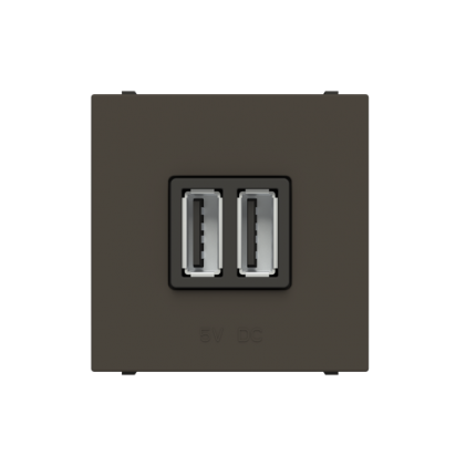 Зарядное устройство ABB Zenit USB type A (1.5А/2*0.75А) двойная антрацит N2285AN