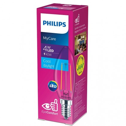 Led лампа PHILIPS LEDClassic 4-40W B35 E14 865 CL ND FIL светодиодная