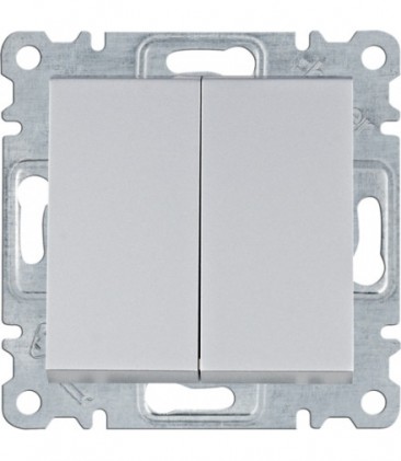 Выключатель HAGER LUMINA 2-клавишный универсальный 10А/250В серебряный