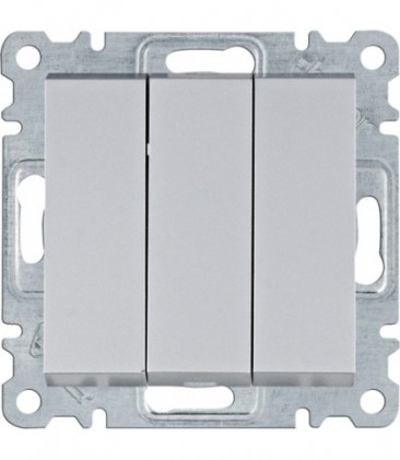 Выключатель HAGER LUMINA 3-клавишный 10А/250В серебряный