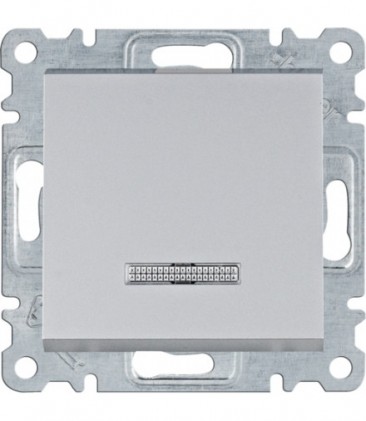 Выключатель HAGER LUMINA одноклавишный 1-полюсный с подсветкой 10А/250В серебряный