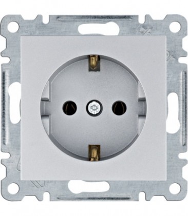 Розетка HAGER LUMINA с заземлением 16А/250В IP20 серебряная