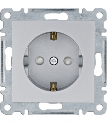 Розетка HAGER LUMINA с заземлением и с защитными шторками 16А/250В IP20 серебряная