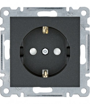 Розетка HAGER LUMINA с заземлением и с защитными шторками 16А/250В IP20 черная