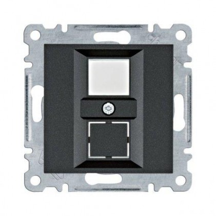 Центральна панель HAGER LUMINA подвійна для RJ12/RJ45 IP20 чорна