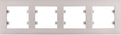 Рамка HAGER LUMINA-Intens горизонтальная четырехместная серебряная