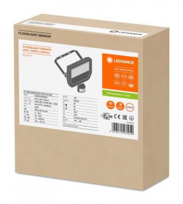 Прожектор OSRAM LEDVANCE FL PFM 20W/4000K SYM 100° S ВК IP65 с датчиком "движение/свет" черный