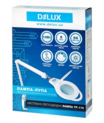 Светильник-лупа DELUX TF-170 5D 10Вт LED настольный светодиодный белый