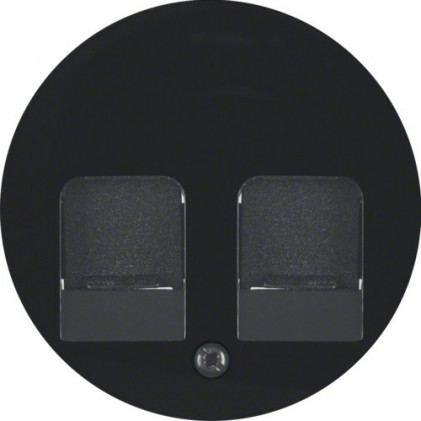 Накладка для супортів HAGER-BERKER під два модуля RJ12/RJ45 чорна R.x