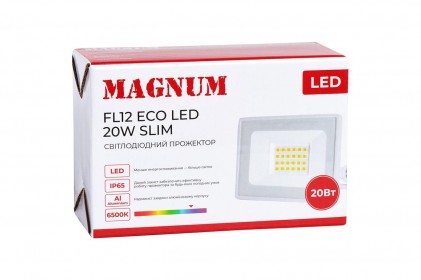 Прожектор MAGNUM FL12 ECO LED 20Вт slim 220В 6500К IP65 белый светодиодный