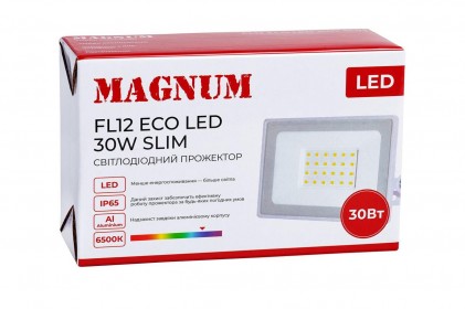 Прожектор MAGNUM FL12 ECO LED 30Вт slim 220В 6500К IP65 белый светодиодный