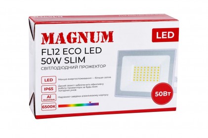 Прожектор MAGNUM FL12 ECO LED 50Вт slim 220В 6500К IP65 белый светодиодный