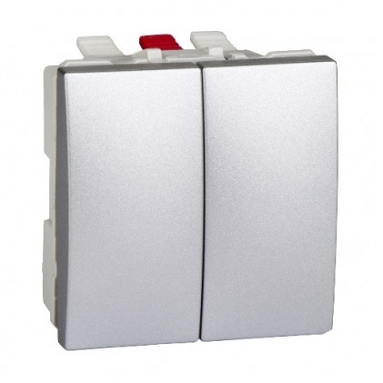 Выключатель SCHNEIDER Unica MGU3.211.30 2кл. (сх.5) 2мод. алюминий