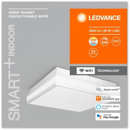 Светильник OSRAM LEDVANCE SMART+ WIFI ORBIS MAGNET 300X300мм белый