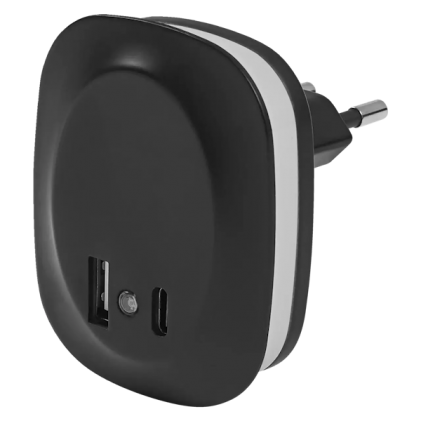 Нічник розетковий OSRAM LEDVANCE LUNETTA EDGE SEN BL 830 USB A C BK