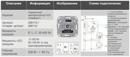 Димер HAGER-BERKER поворотний універсальний Комфорт" ЛН/ВВГЛ 20-420Вт LED 3-100Вт