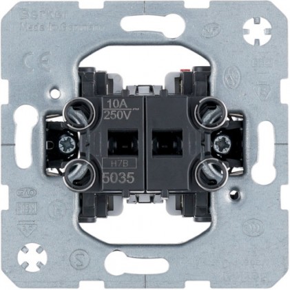 Механизм двухклавишного выключателя кнопка HAGER-BERKER 2 Н.О. общая входная клемма 10А/250В