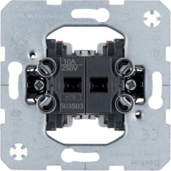 Механизм двухклавишного выключателя кнопка HAGER-BERKER 2 Н.О. раздельная входная клемма 10А/250В