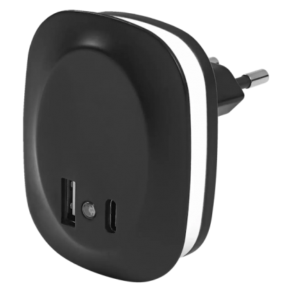 Нічник розетковий OSRAM LEDVANCE LUNETTA EDGE SEN BL 830 USB A C BK