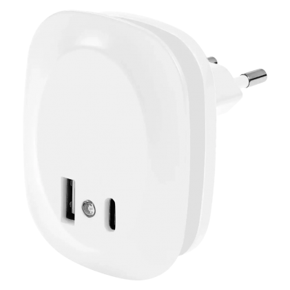 Нічник розетковий OSRAM LEDVANCE LUNETTA EDGE SEN BL 830 USB A C WT