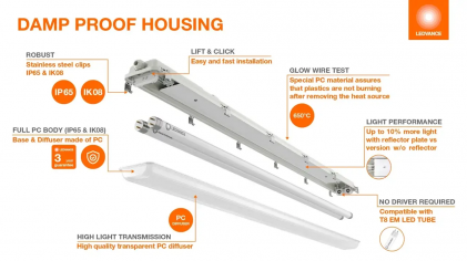Светильник Ledvance Damp Proof Housing 1500 2XLAMP МТ IP65 EUE пылевлагозащищенный (без ламп)