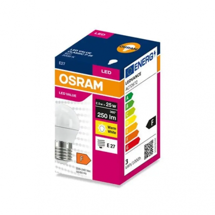 Лампа OSRAM VALUE CLP25 2.5W/830 230V FR E27 світлодіодна