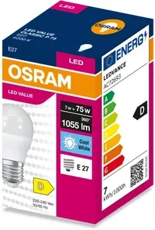 Лампа OSRAM VALUE CLP75 7W/840 230V FR E27 светодиодная