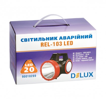 Светильник DELUX REL-103 (4V6Ah) 20 LED 10W USB аварийный светодиодный