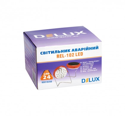 Светильник DELUX REL-102 (3.7V1.2Ah) 24 LED 4W (солнечная панель) аварийный светодиодный