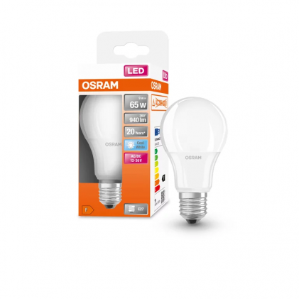 Led лампа OSRAM LEDSCLA65 9W/840 12-36V FR E27 светодиодная