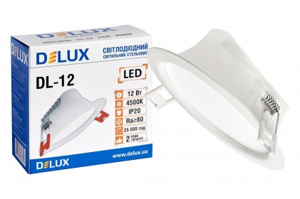 Светильник DELUX DL-12 4500К 12Вт 960лм 230В D140мм светодиодный круглый