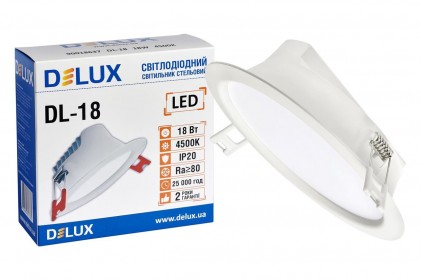 Светильник DELUX DL-18 4500К 18Вт 1440лм 230В D165мм светодиодный круглый