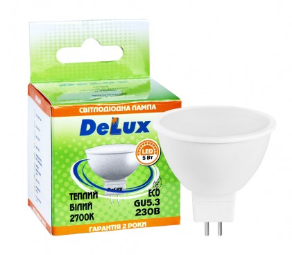 Led лампа DELUX JCDR 220B 5W 2700K GU5.3 светодиодная