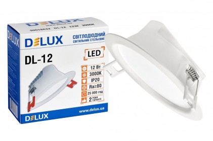 Светильник DELUX DL-12 3000К 12Вт 960лм 230В D140мм светодиодный круглый