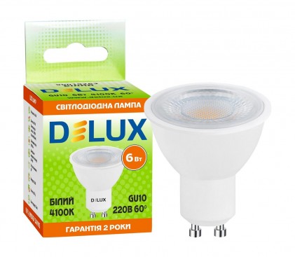 Led лампа DELUX GU10 6Вт 60° 4100K 220В GU10 светодиодная
