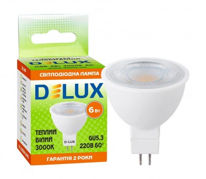 Led лампа DELUX JCDR 220B 6W 3000K GU5.3 светодиодная