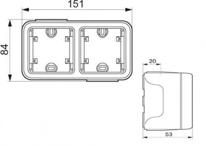 Коробка LEGRAND Plexo 2-местная для внешнего монтажа IP55 серая